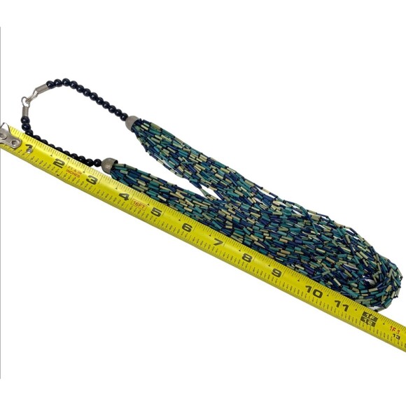 Wood Bugle Beads Necklace Multi Colored Layered  Boho Ethnic Multiple Strand - Picture 9 of 9